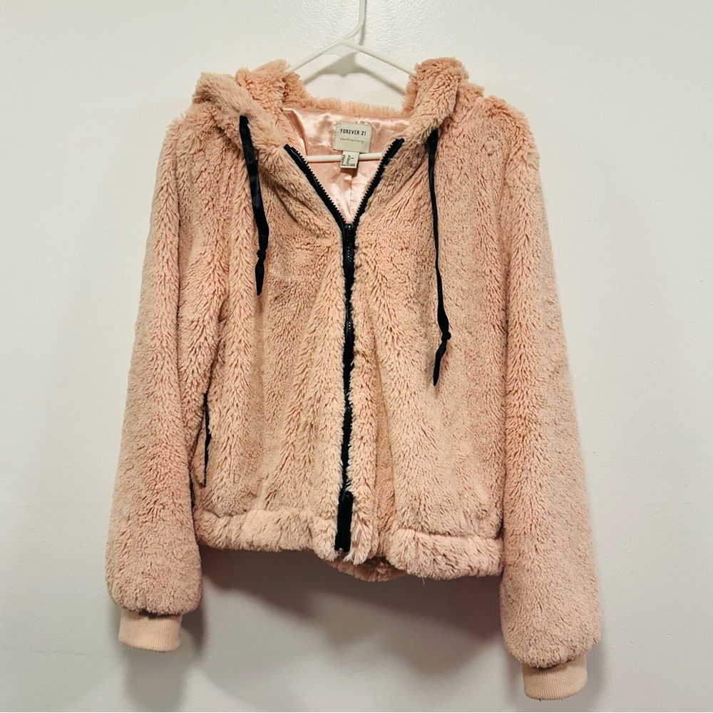 Forever 21 contemporary Cozy Pink furry dress warm Kids Jacket! Size XL